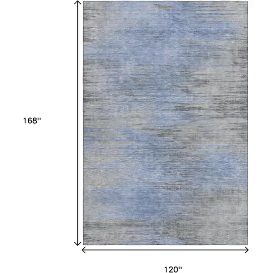 Blue And Gray Abstract Washable Area Rug With UV Protection Photo 3