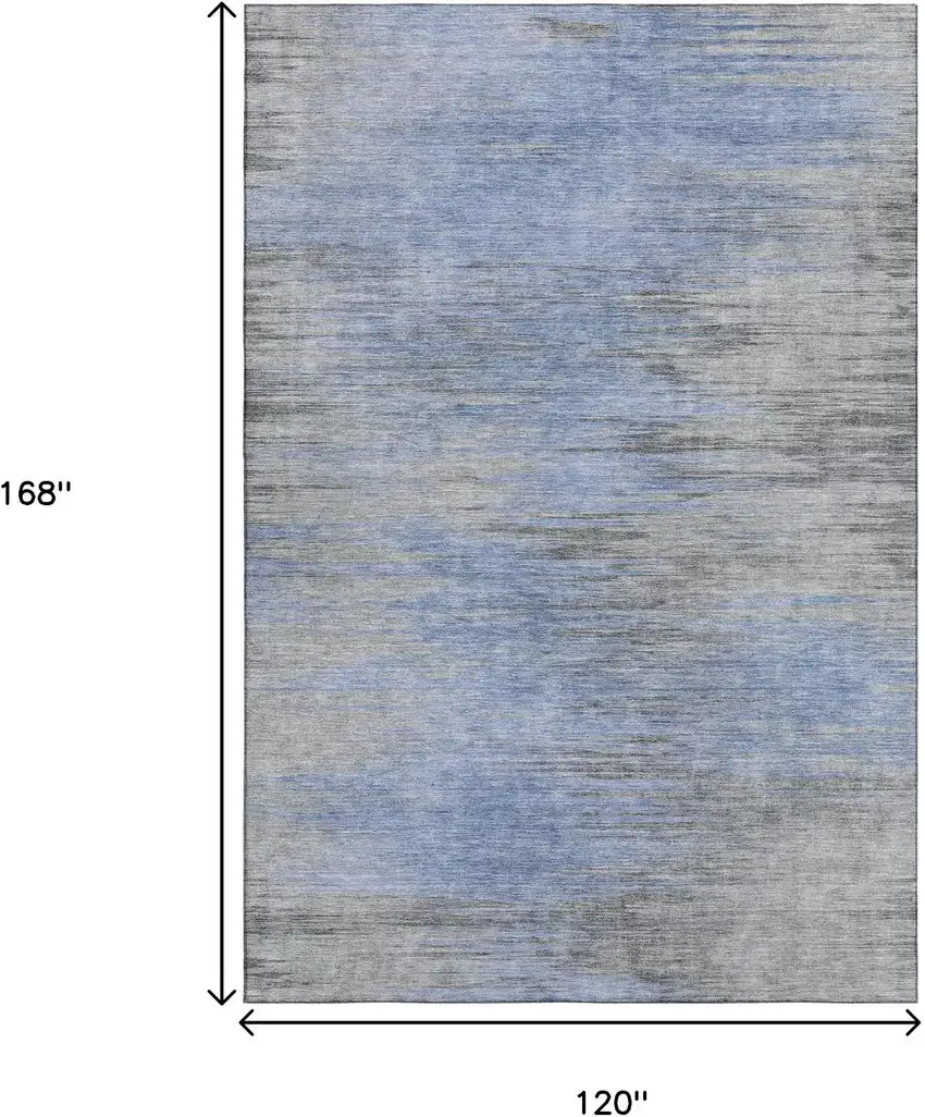 Blue And Gray Abstract Washable Area Rug With UV Protection Photo 3