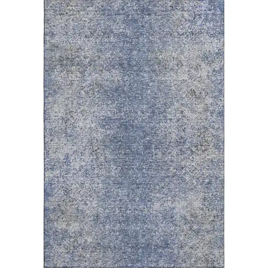 Blue And Gray Abstract Washable Area Rug With UV Protection Photo 1