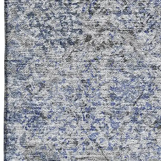 Blue And Gray Abstract Washable Area Rug With UV Protection Photo 3