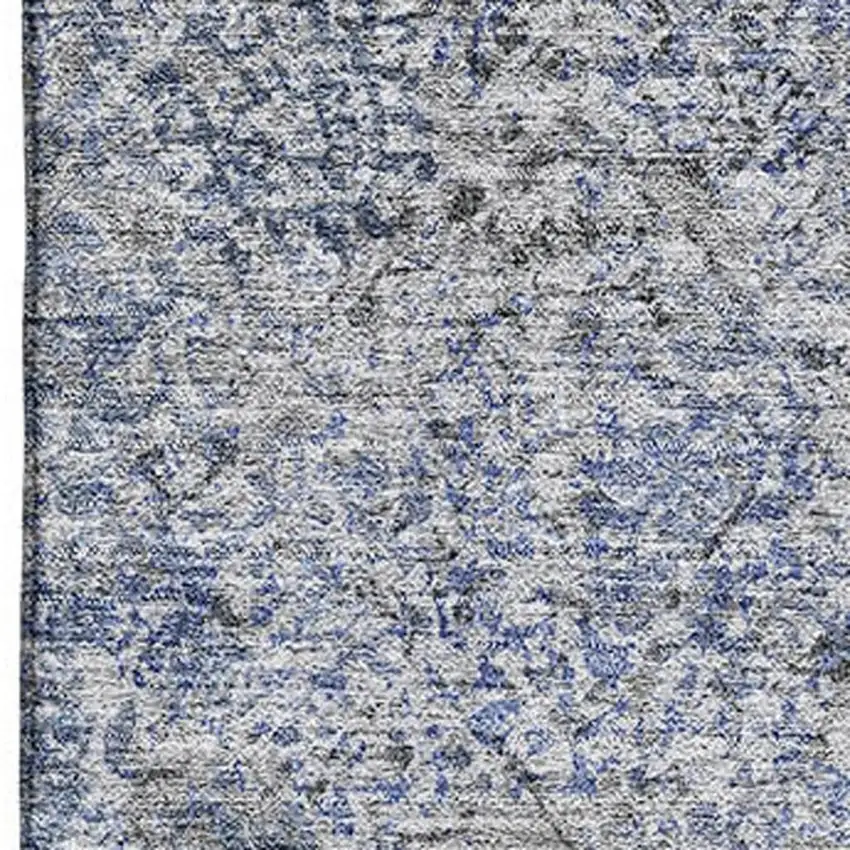 Blue And Gray Abstract Washable Area Rug With UV Protection Photo 3