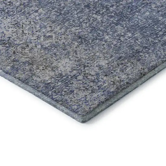Blue And Gray Abstract Washable Area Rug With UV Protection Photo 8