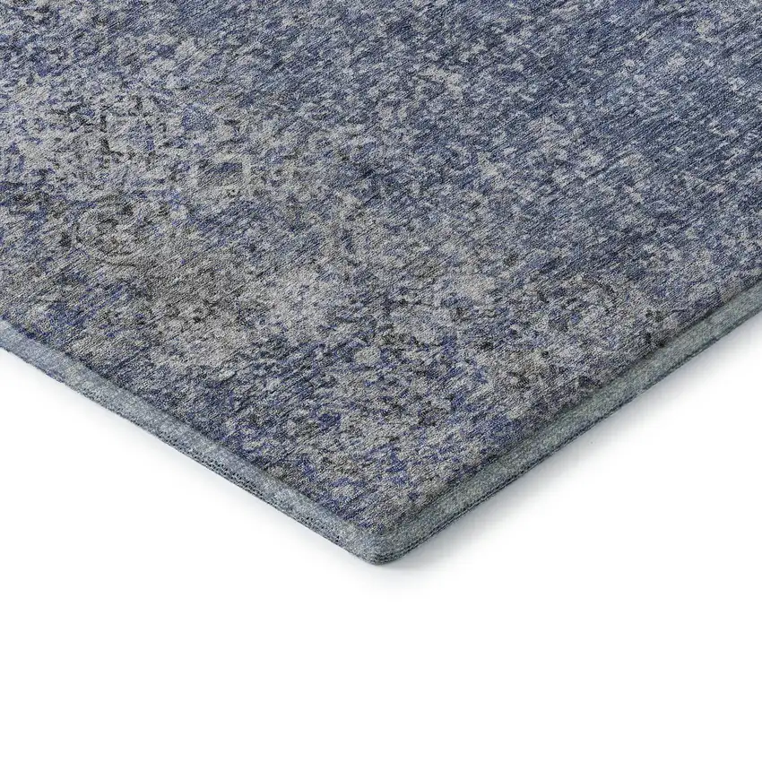Blue And Gray Abstract Washable Area Rug With UV Protection Photo 7
