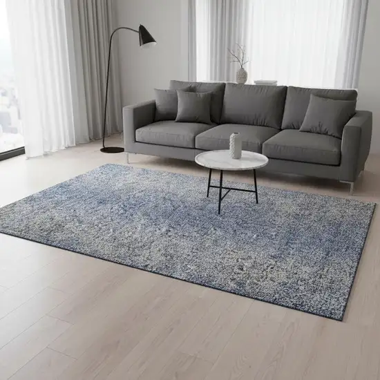 Blue And Gray Abstract Washable Area Rug With UV Protection Photo 2