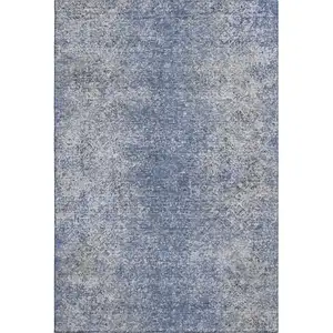 Photo of Blue And Gray Abstract Washable Area Rug With UV Protection