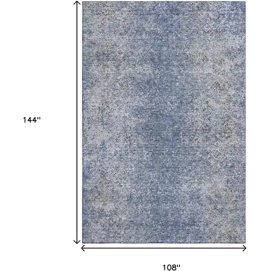 Blue And Gray Abstract Washable Area Rug With UV Protection Photo 3