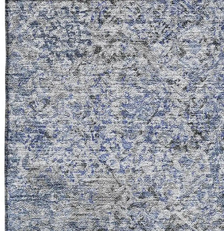 Blue And Gray Abstract Washable Area Rug With UV Protection Photo 3