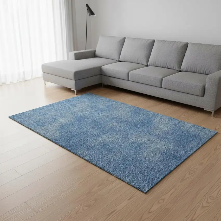 Blue And Gray Abstract Washable Area Rug With UV Protection Photo 2