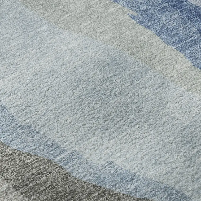 Blue And Gray Abstract Washable Area Rug With UV Protection Photo 9