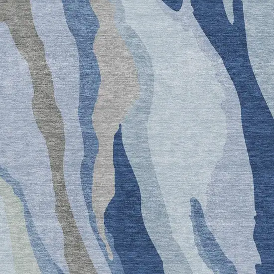 Blue And Gray Abstract Washable Area Rug With UV Protection Photo 2