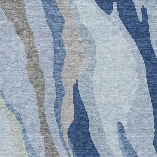 Blue And Gray Abstract Washable Area Rug With UV Protection Photo 2