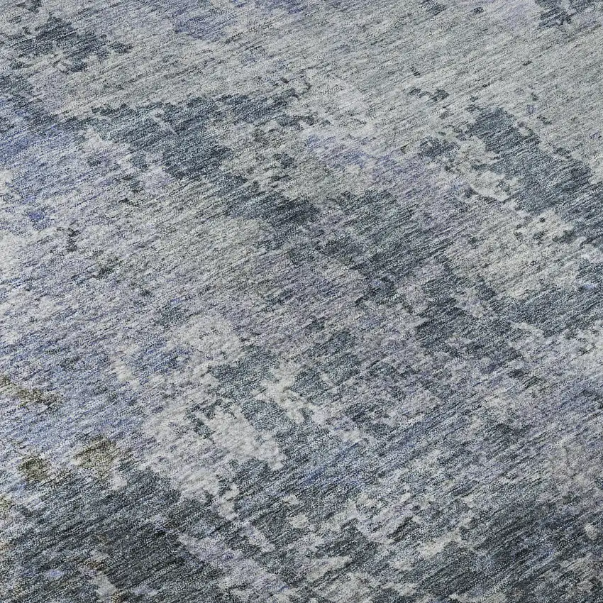Blue And Gray Abstract Washable Area Rug With UV Protection Photo 1