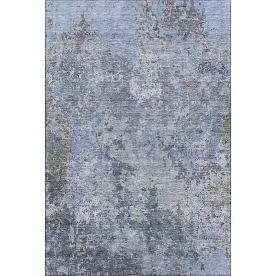 Blue And Gray Abstract Washable Area Rug With UV Protection Photo 6