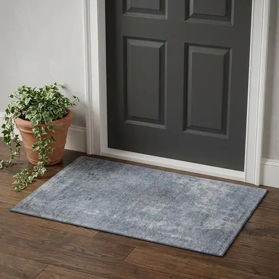 Blue And Gray Abstract Washable Area Rug With UV Protection Photo 1