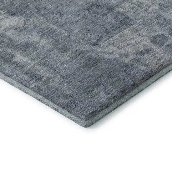 Blue And Gray Abstract Washable Area Rug With UV Protection Photo 7