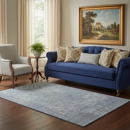 Blue And Gray Abstract Washable Area Rug With UV Protection Photo 2