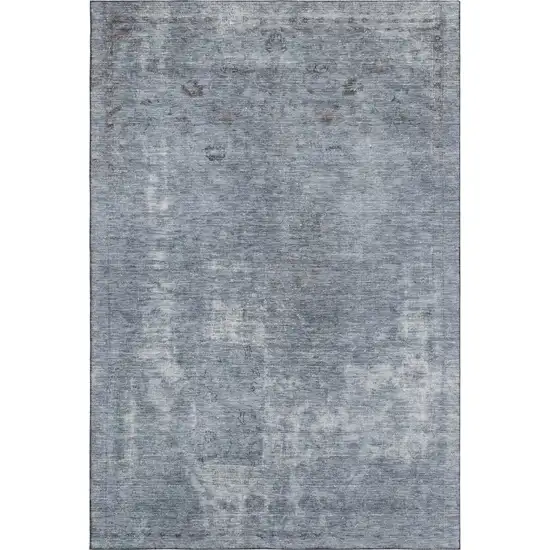 Blue And Gray Abstract Washable Area Rug With UV Protection Photo 1