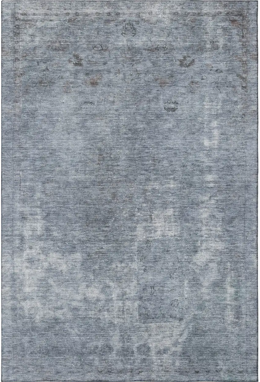 Blue And Gray Abstract Washable Area Rug With UV Protection Photo 3