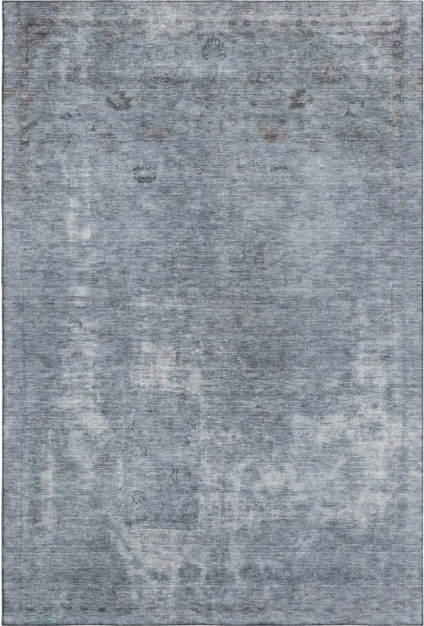 Blue And Gray Abstract Washable Area Rug With UV Protection Photo 1