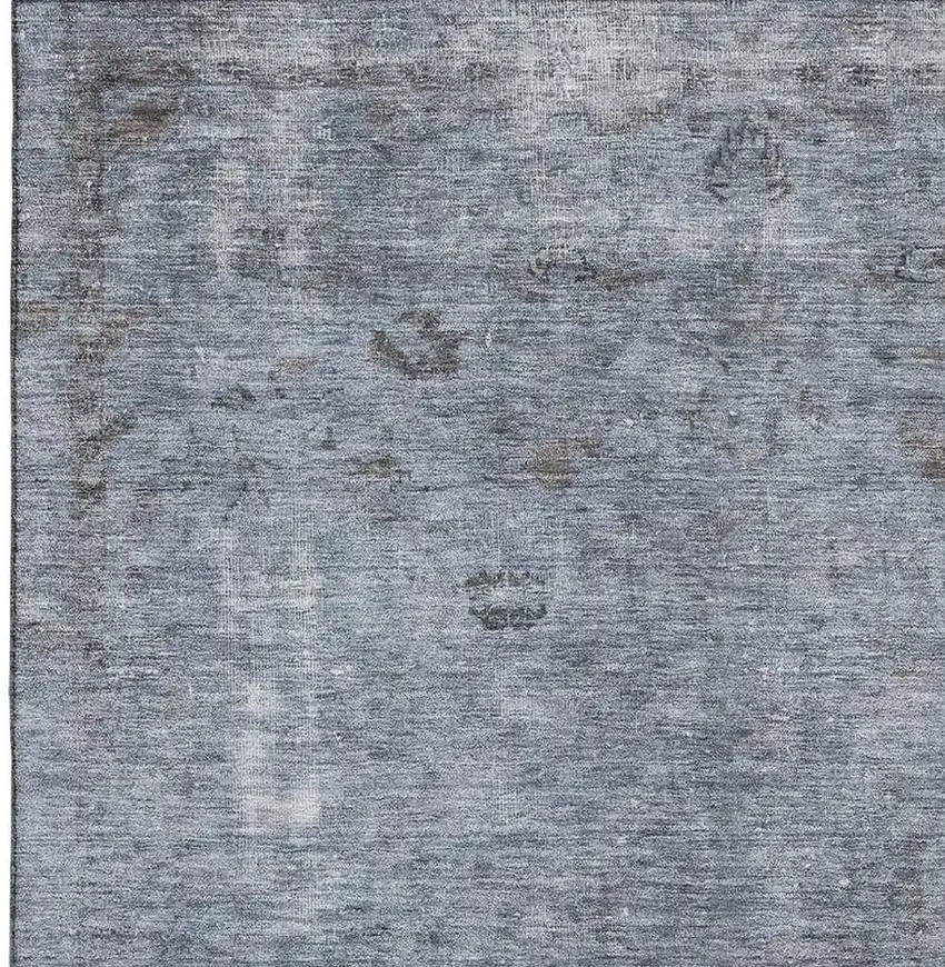 Blue And Gray Abstract Washable Area Rug With UV Protection Photo 2