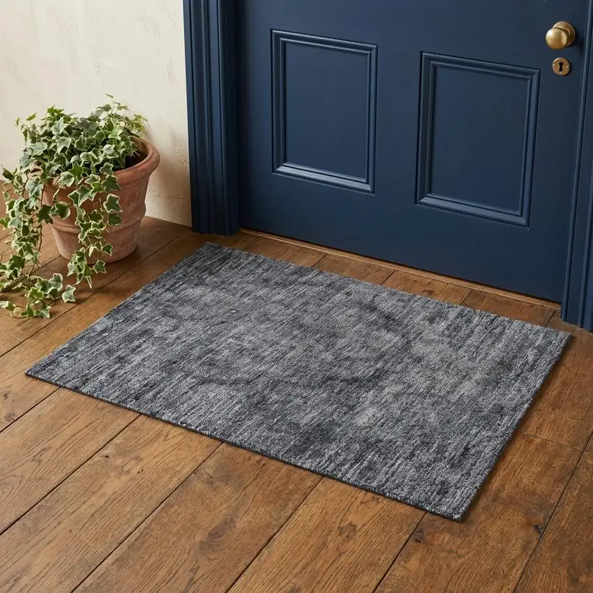 Blue And Gray Abstract Washable Area Rug With UV Protection Photo 1