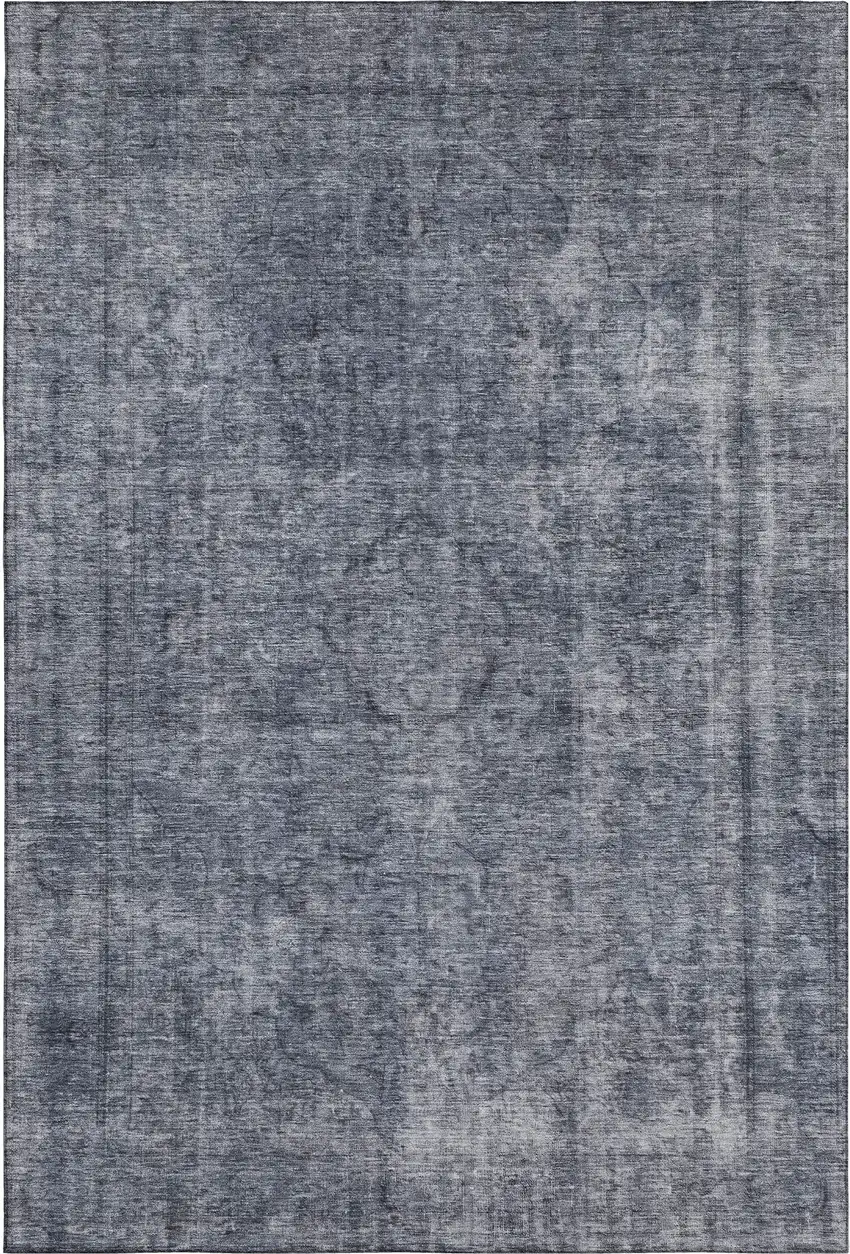 Blue And Gray Abstract Washable Area Rug With UV Protection Photo 5