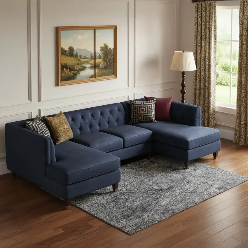 Blue And Gray Abstract Washable Area Rug With UV Protection Photo 2