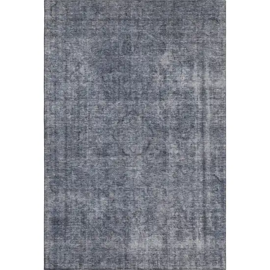 Blue And Gray Abstract Washable Area Rug With UV Protection Photo 5
