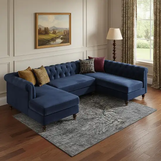 Blue And Gray Abstract Washable Area Rug With UV Protection Photo 2