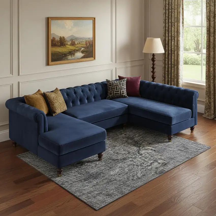 Blue And Gray Abstract Washable Area Rug With UV Protection Photo 2