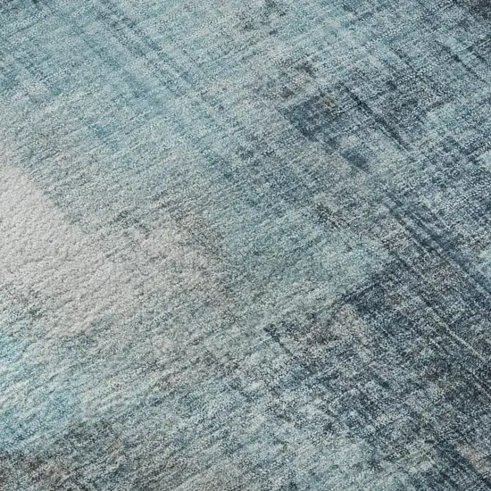 Blue And Gray Abstract Washable Area Rug With UV Protection Photo 9