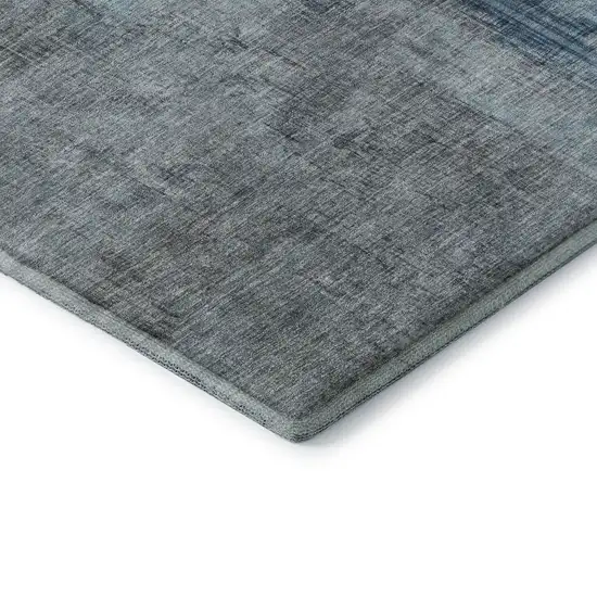 Blue And Gray Abstract Washable Area Rug With UV Protection Photo 7