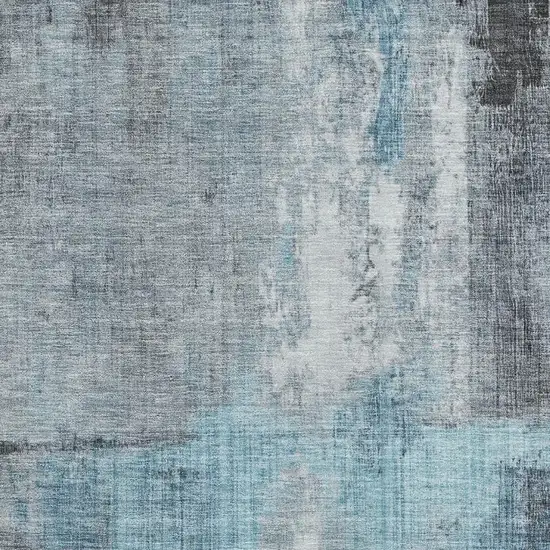 Blue And Gray Abstract Washable Area Rug With UV Protection Photo 2
