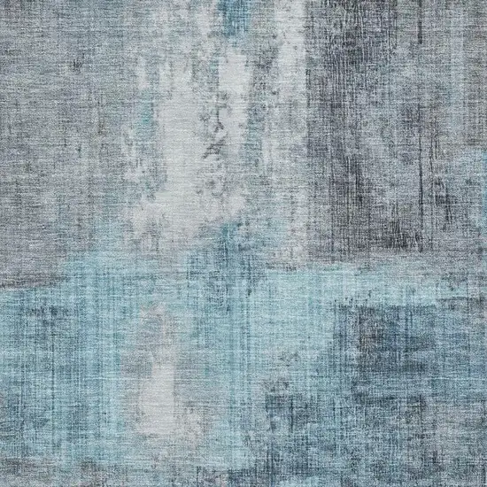Blue And Gray Abstract Washable Area Rug With UV Protection Photo 2