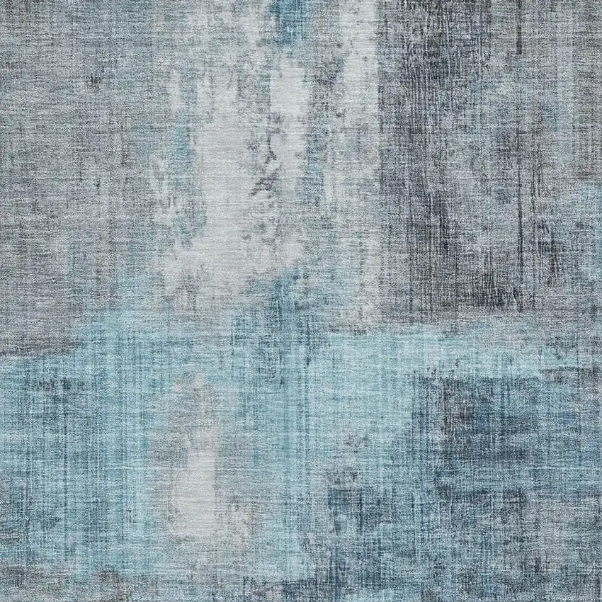 Blue And Gray Abstract Washable Area Rug With UV Protection Photo 2