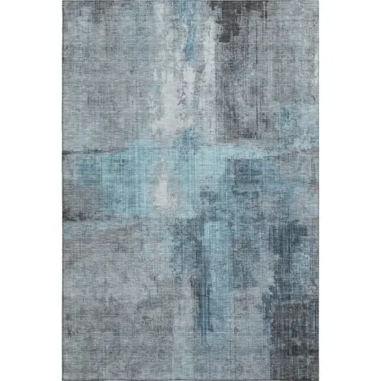 Blue And Gray Abstract Washable Area Rug With UV Protection Photo 1