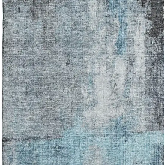 Blue And Gray Abstract Washable Area Rug With UV Protection Photo 2