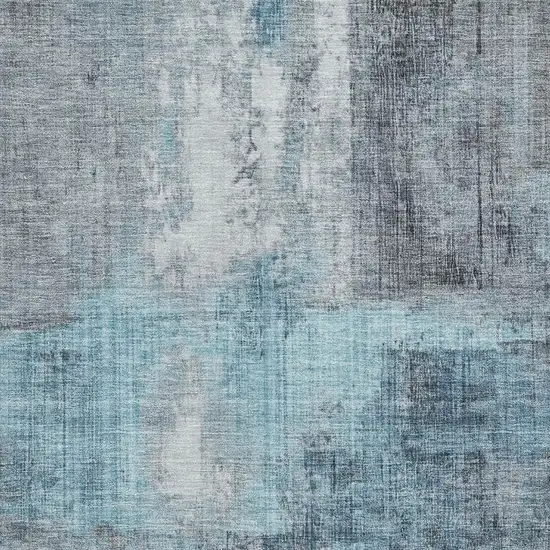Blue And Gray Abstract Washable Area Rug With UV Protection Photo 2