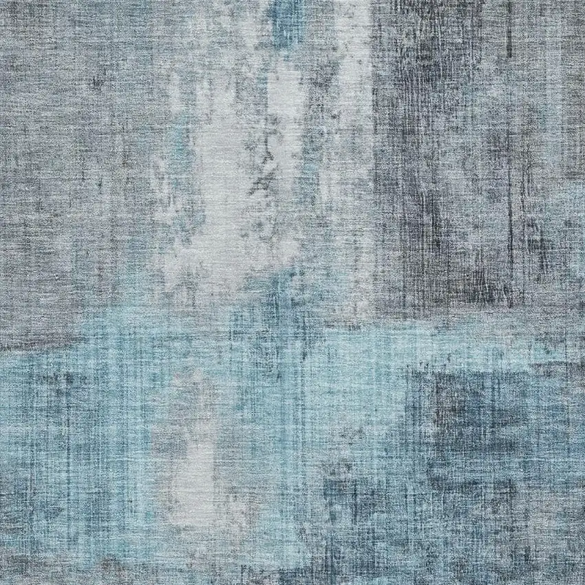 Blue And Gray Abstract Washable Area Rug With UV Protection Photo 2