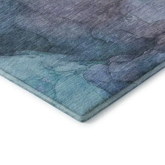 Blue And Gray Abstract Washable Area Rug With UV Protection Photo 8