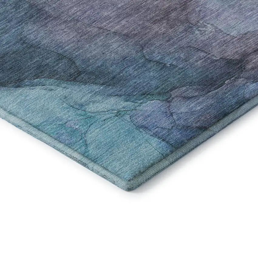 Blue And Gray Abstract Washable Area Rug With UV Protection Photo 7