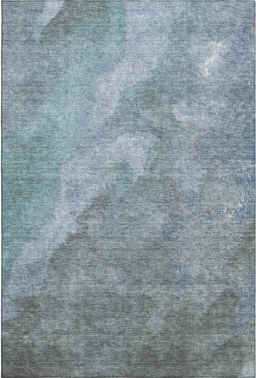 Blue And Gray Abstract Washable Area Rug With UV Protection Photo 1