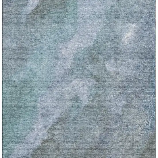 Blue And Gray Abstract Washable Area Rug With UV Protection Photo 4