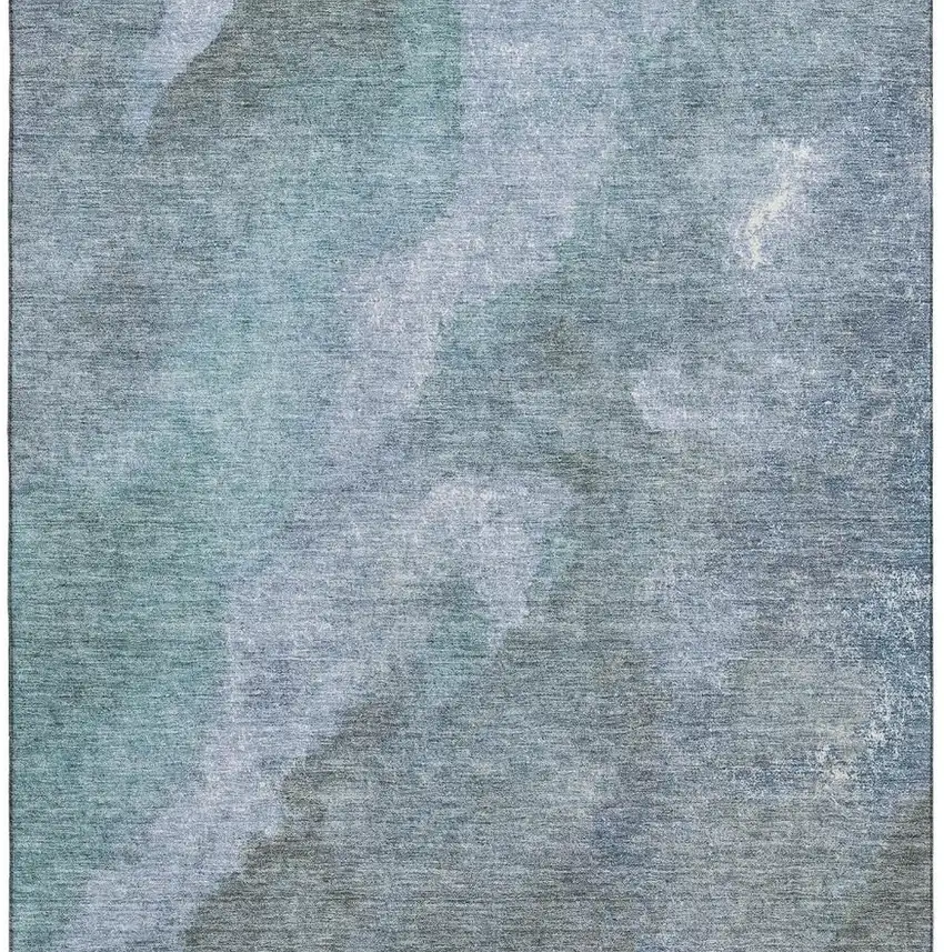 Blue And Gray Abstract Washable Area Rug With UV Protection Photo 4
