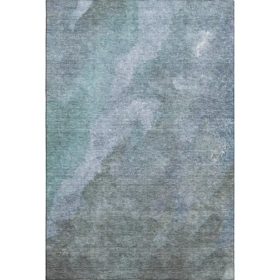 Blue And Gray Abstract Washable Area Rug With UV Protection Photo 1