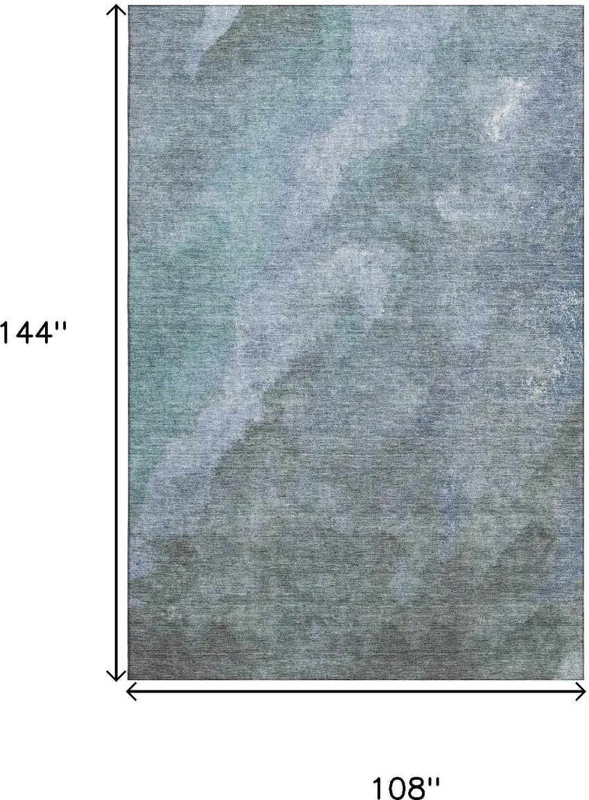 Blue And Gray Abstract Washable Area Rug With UV Protection Photo 9