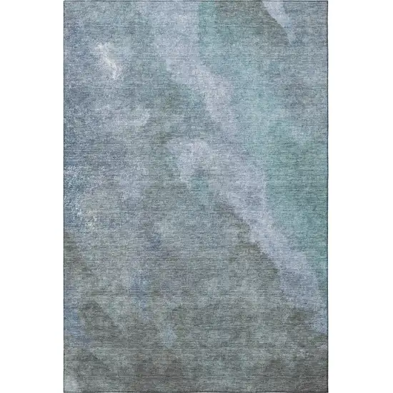 Blue And Gray Abstract Washable Area Rug With UV Protection Photo 4