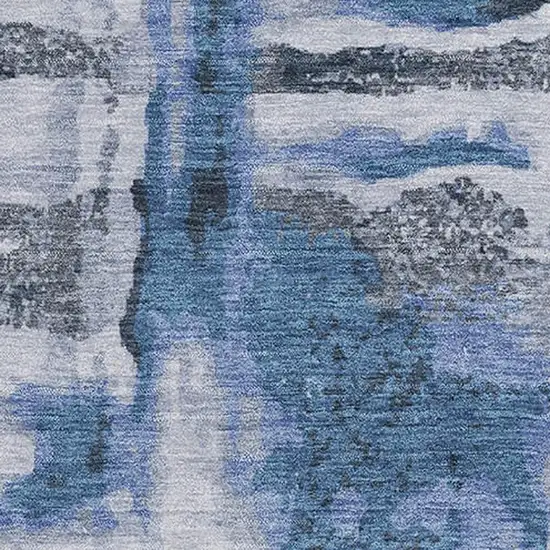 Blue And Gray Abstract Washable Area Rug With UV Protection Photo 3