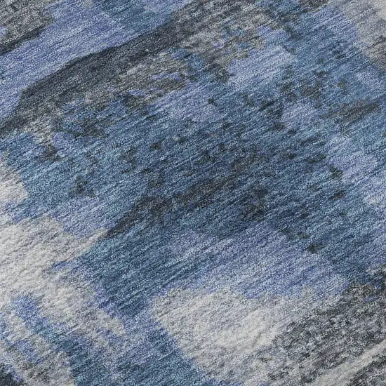 Blue And Gray Abstract Washable Area Rug With UV Protection Photo 8
