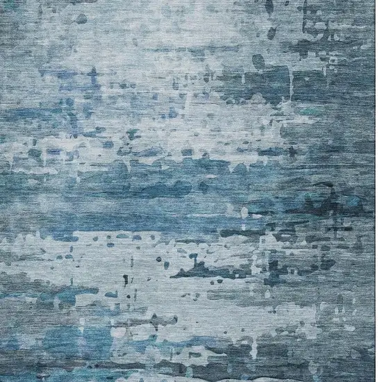 Blue And Gray Abstract Washable Area Rug With UV Protection Photo 8